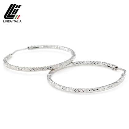 LINEA ITALIA - Diamond Cut Sterling Silver Hoops Earrings